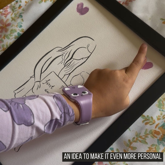 Hand-Drawn Ink Silhouette Portrait. Siblings