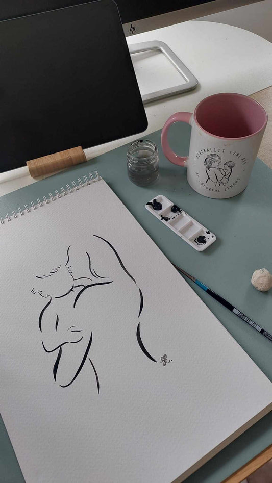 Hand-Drawn Ink Silhouette Portrait