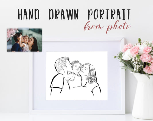 Digitally Hand-Drawn Line Portrait