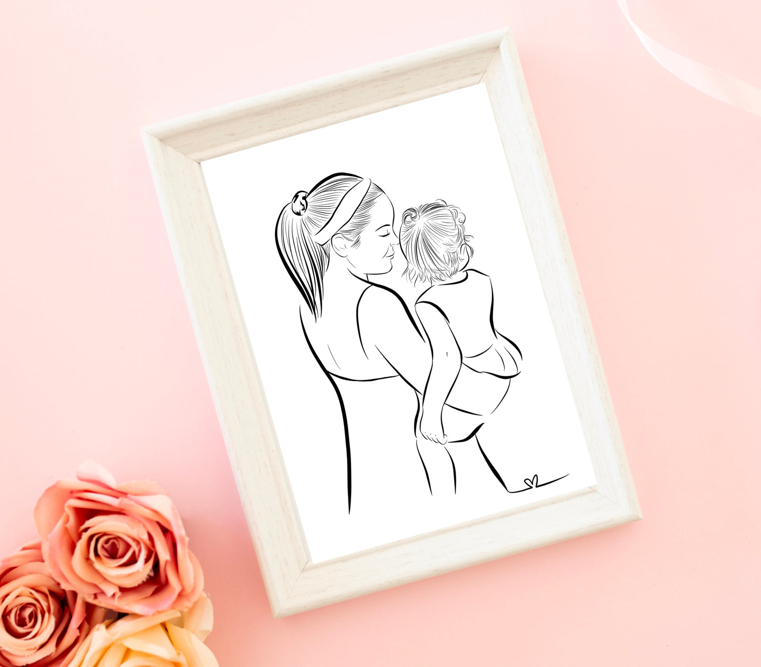 Mother And Child Line Art Portraits
