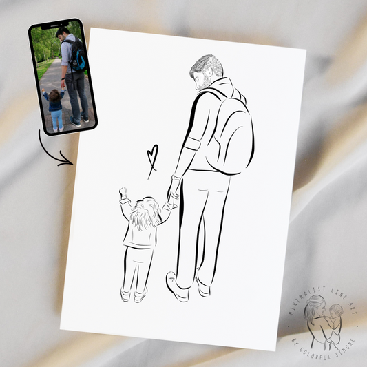 Custom Daddy And Child Portrait From Photo