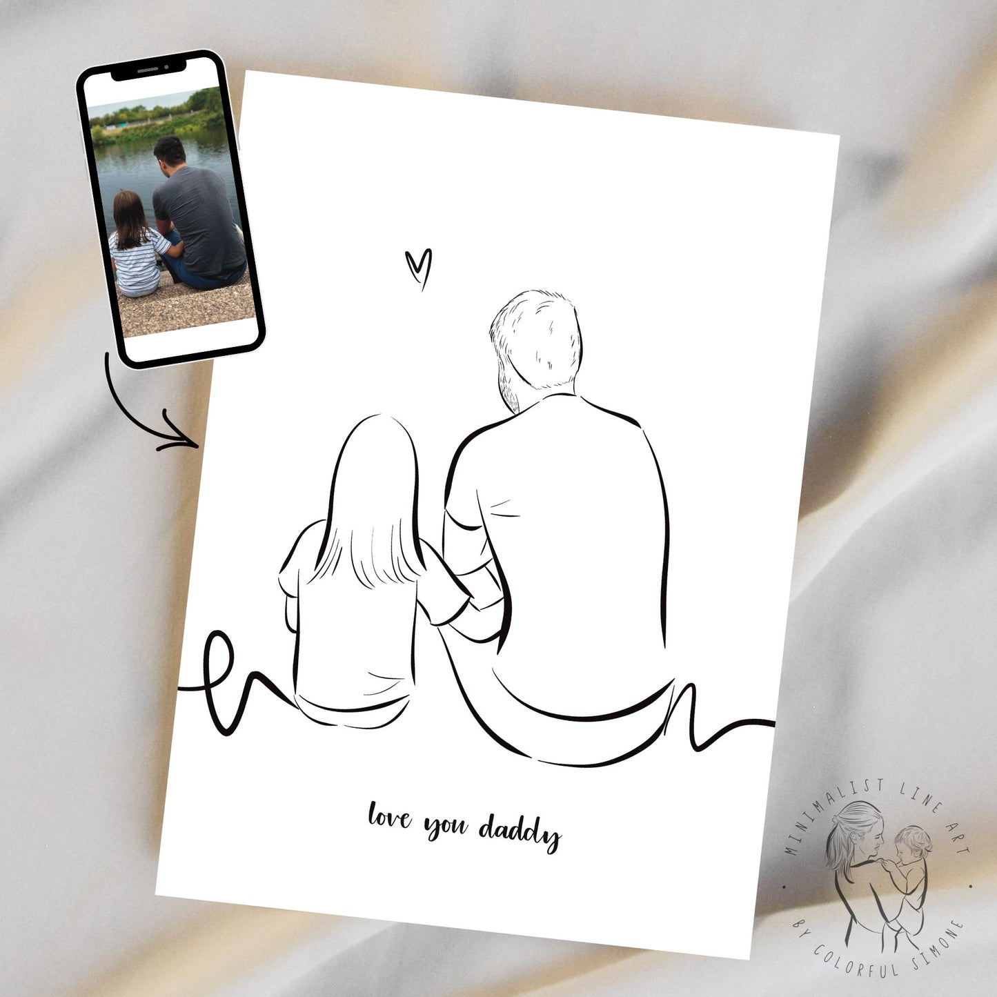 Custom Daddy And Child Portrait From Photo