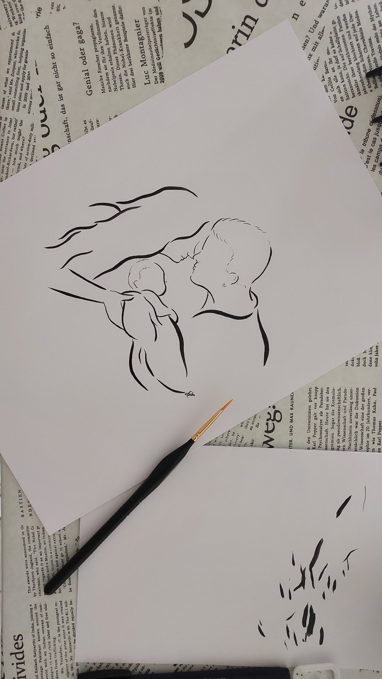 Hand-Drawn Ink Silhouette Portrait