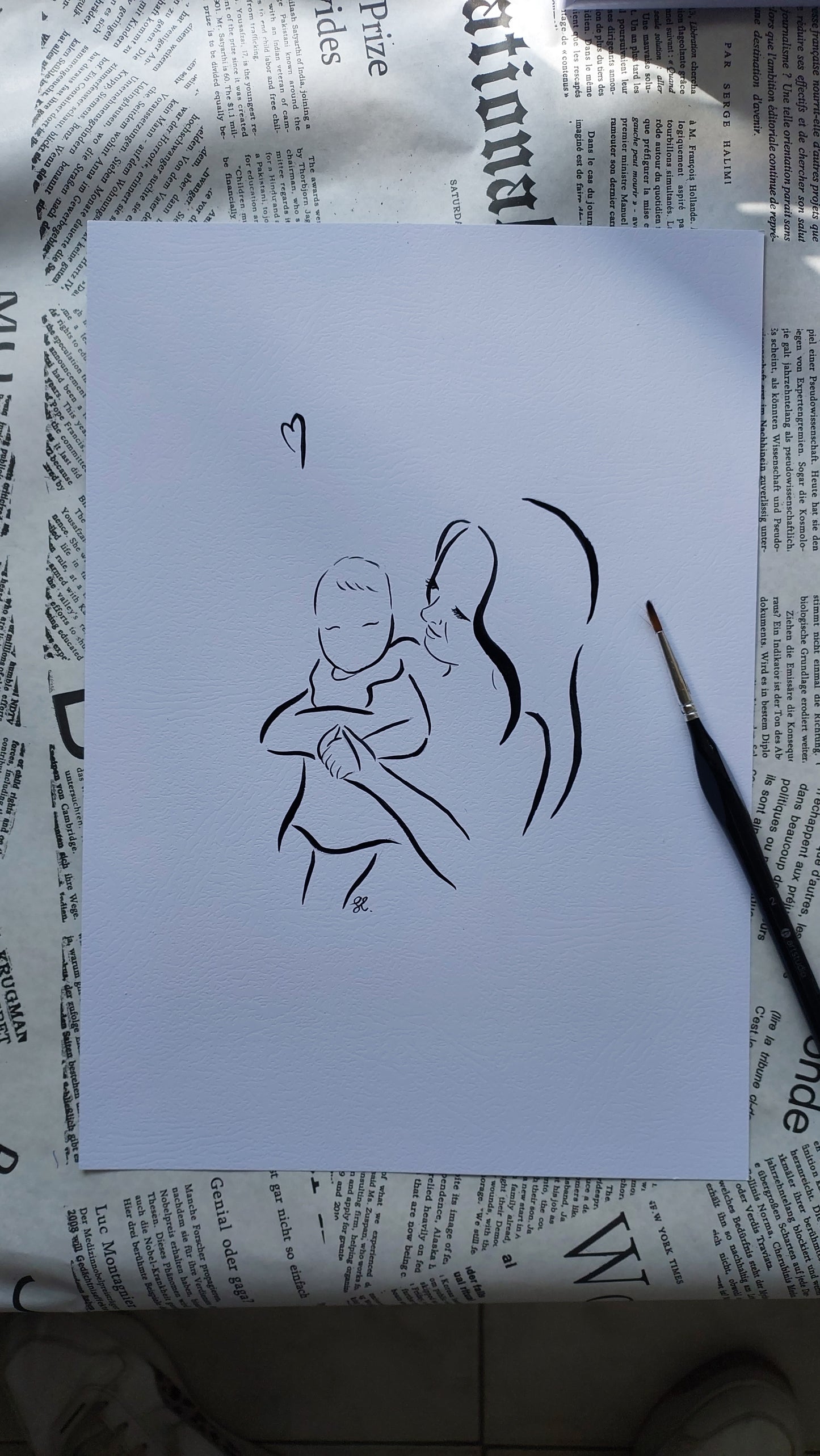 Hand-Drawn Ink Silhouette Portrait