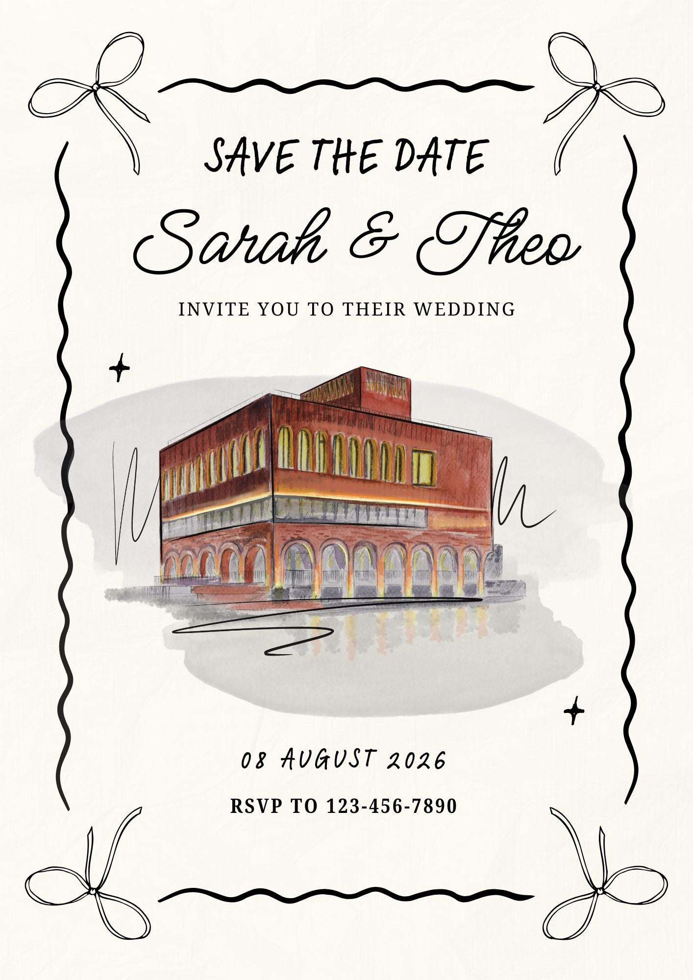 Bespoke Watercolour Wedding Venue Illustration