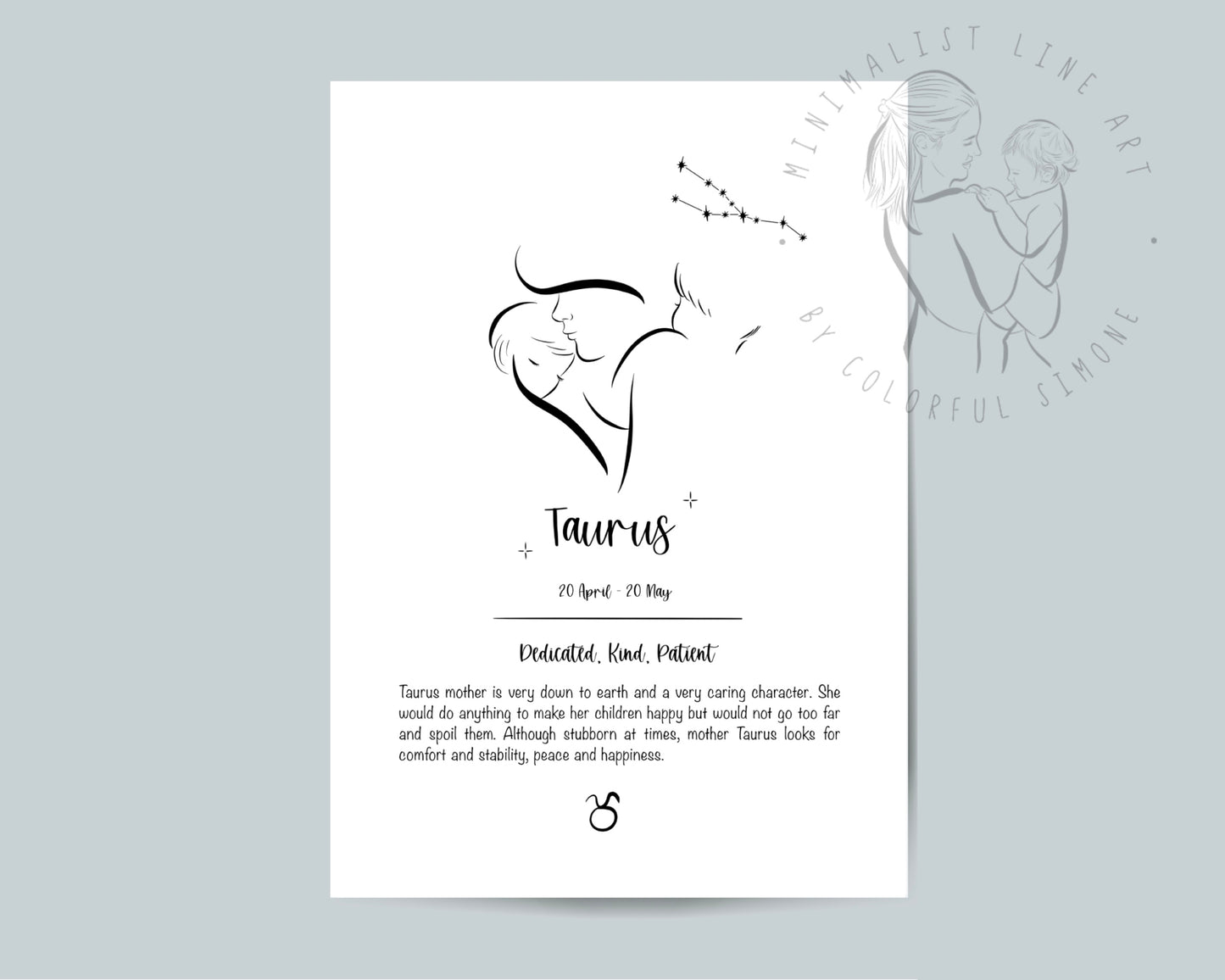 Taurus Mother Zodiac Illustration