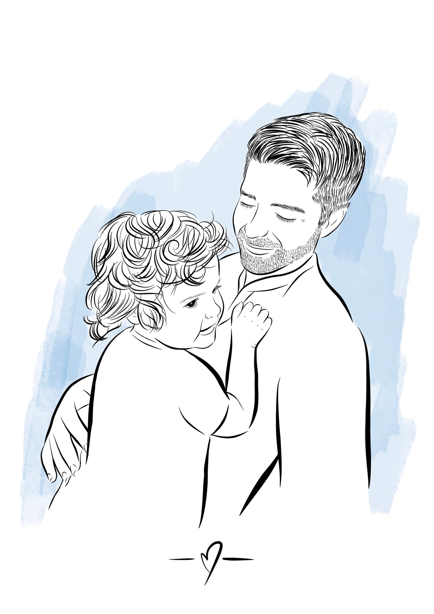 Custom Daddy And Toddler Portrait With Colour Background